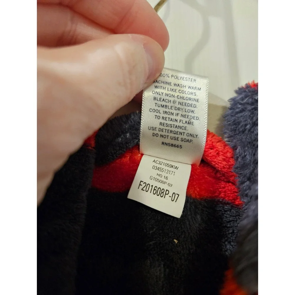 Tucker + Tate Boys Plush Hooded Robe Size 4‎ Red Navy Stripe Belted Cozy